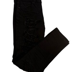 Men's Distressed Black Slim Jeans